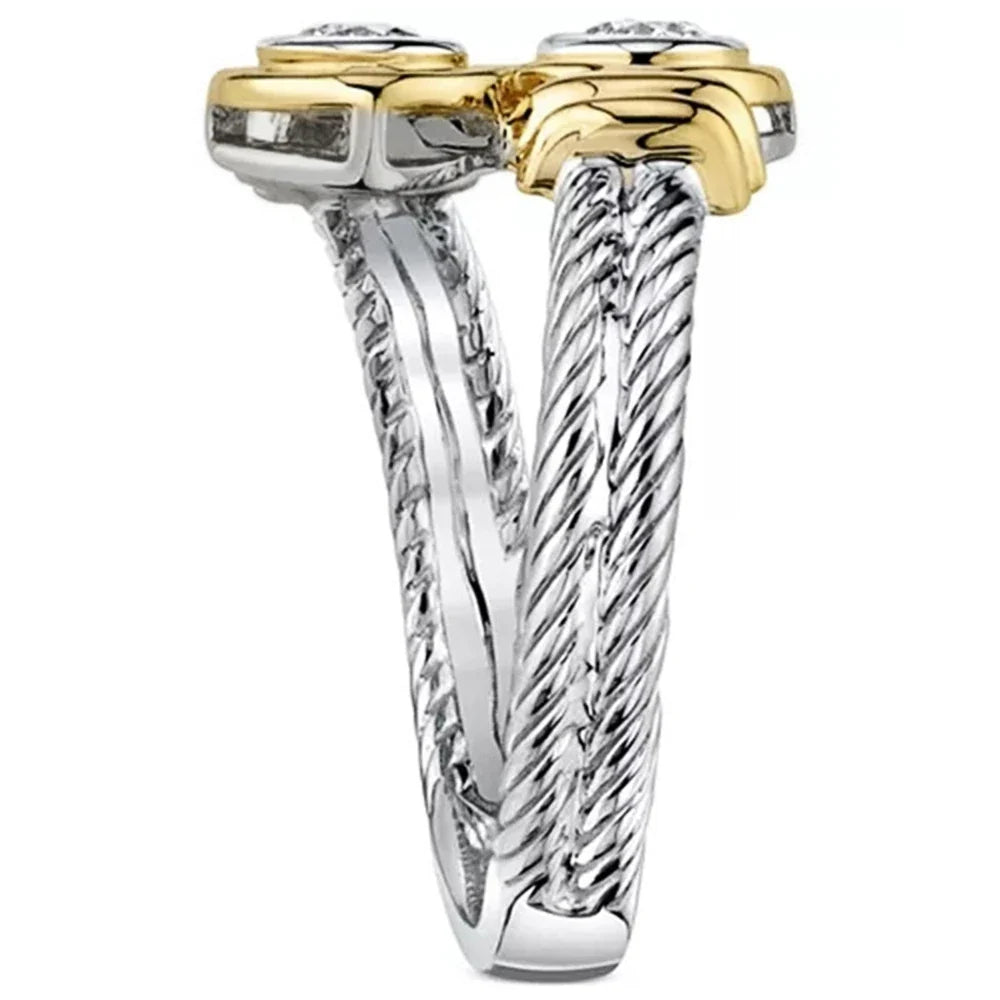 Huitan Interlaced Zipper Ring – Women's CZ Fashion Band