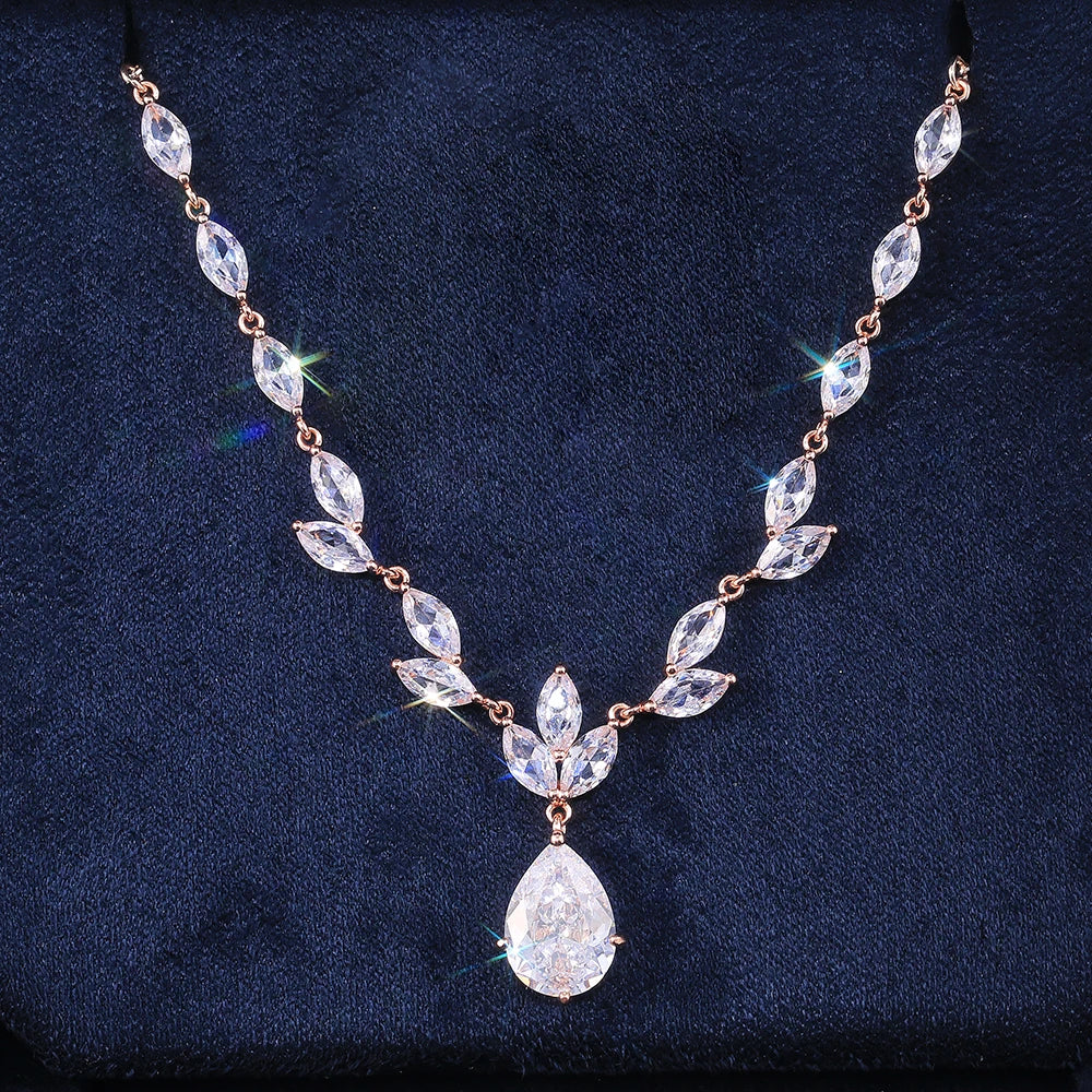 Huitan Water Drop CZ Pendant Necklace | Iced Out Women's Jewelry