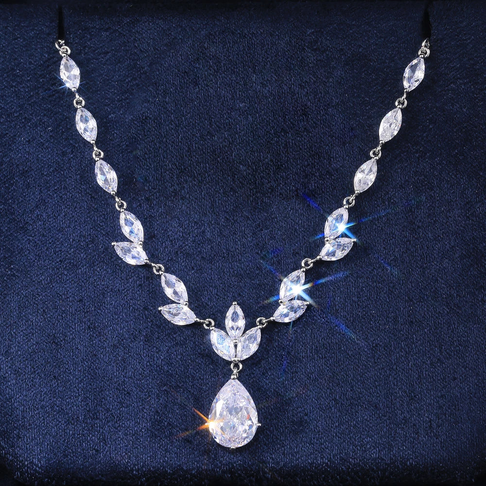 Huitan Water Drop CZ Pendant Necklace | Iced Out Women's Jewelry