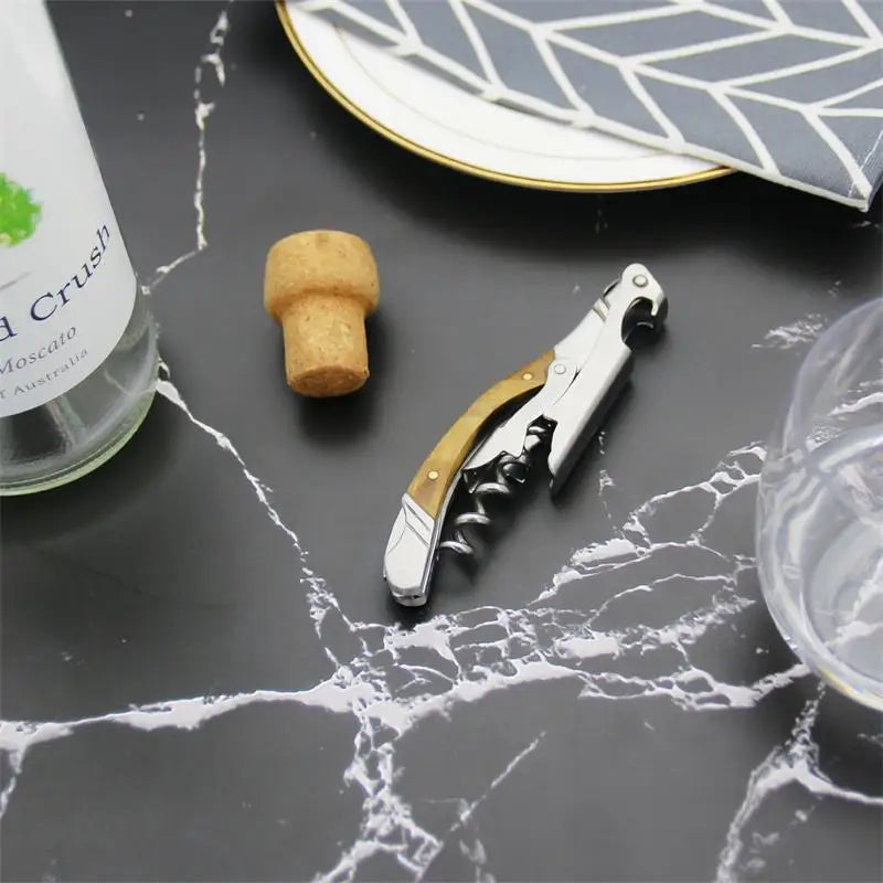 Folding Wine Corkscrew – Wood Handle Stainless Steel Opener