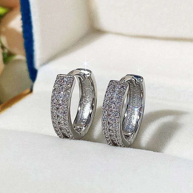 Huitan Cubic Zirconia Circle Hoop Earrings for Women