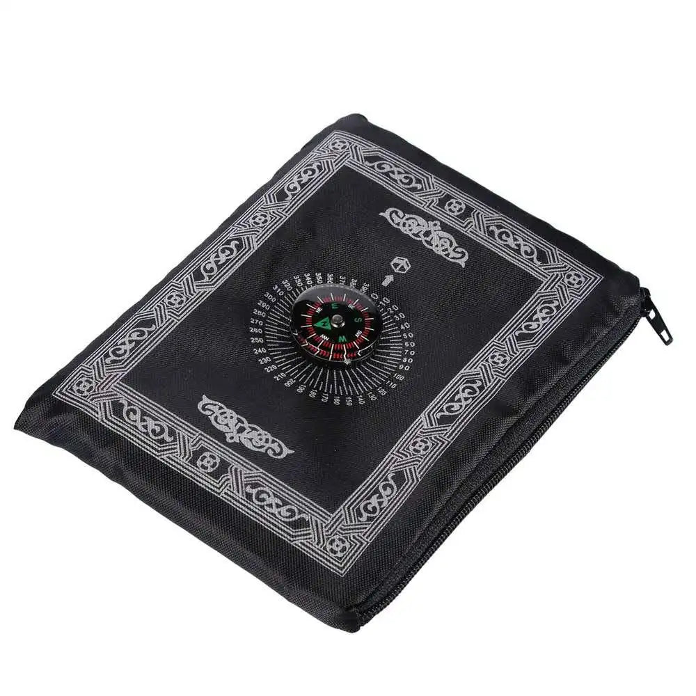 Portable Muslim Travel Prayer Mat with Compass & Booklet