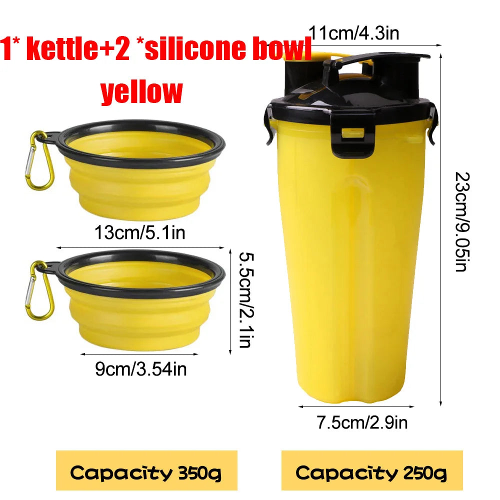 2-in-1 Portable Pet Food & Water Bottle with Folding Bowl