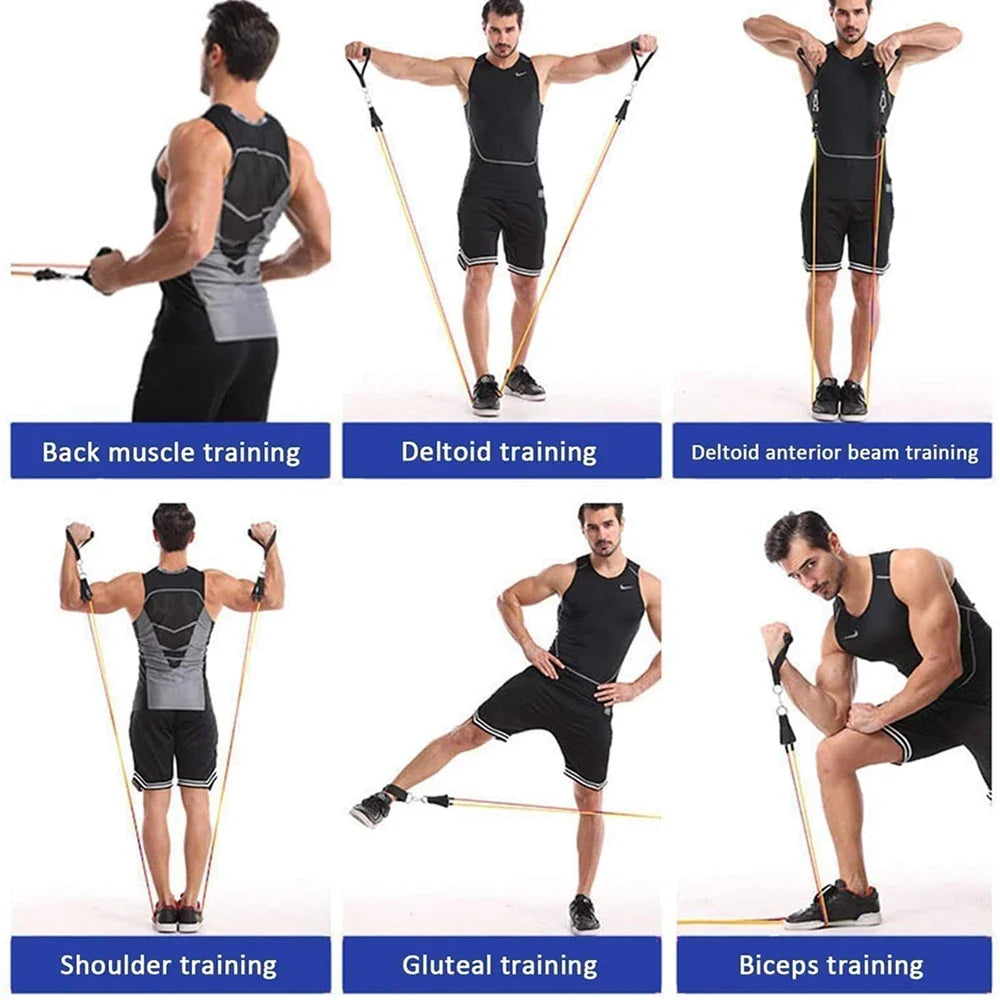 Resistance Bands Set 115 lbs – 5 Tubes Home Gym & Yoga