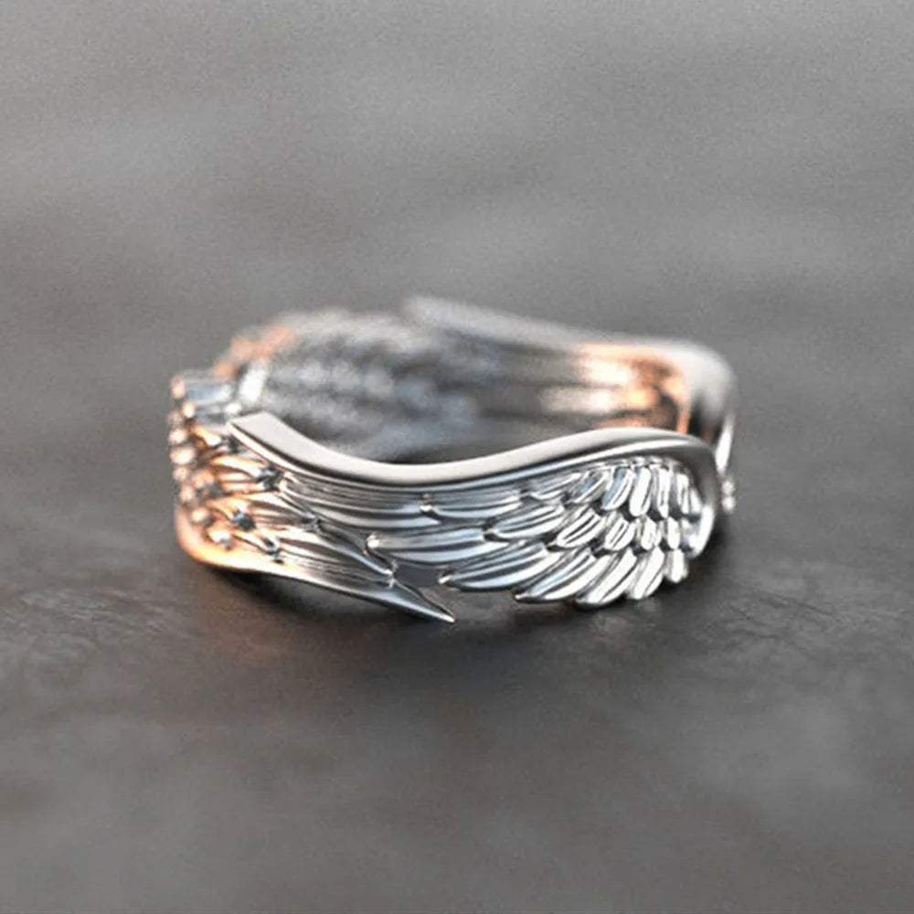 Huitan Silver Wings Ring for Women | Fashion Jewelry Gift