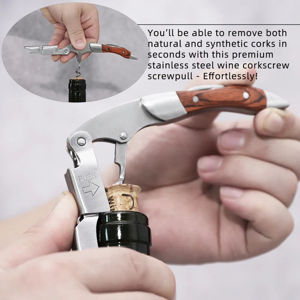 Wine Opener Professional Waiters Corkscrew PU Bag Bottle Foil Cutter