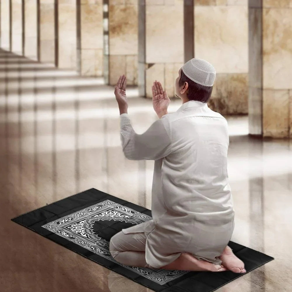 Portable Muslim Travel Prayer Mat with Compass & Booklet