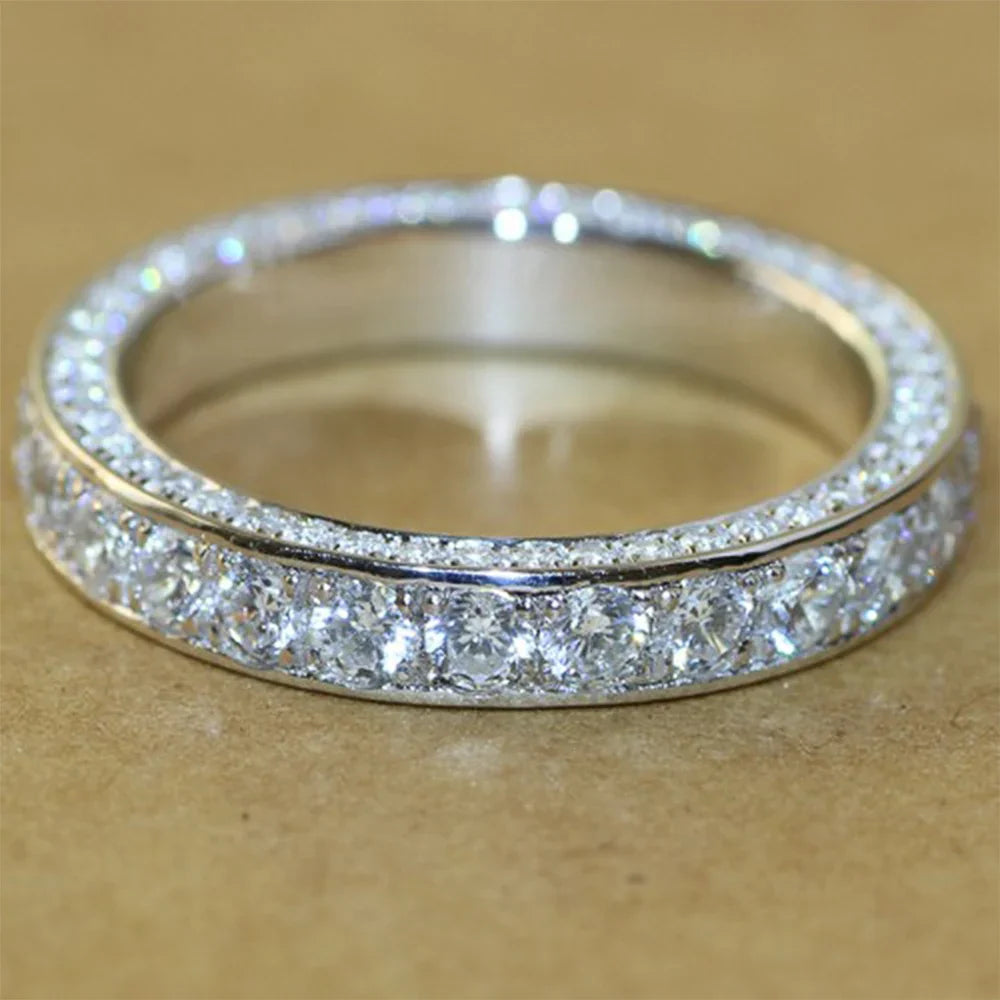 Huitan Women's Cubic Zirconia Wedding Ring – Classic CZ Band