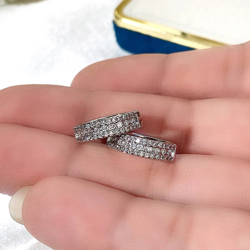Huitan Cubic Zirconia Circle Hoop Earrings for Women