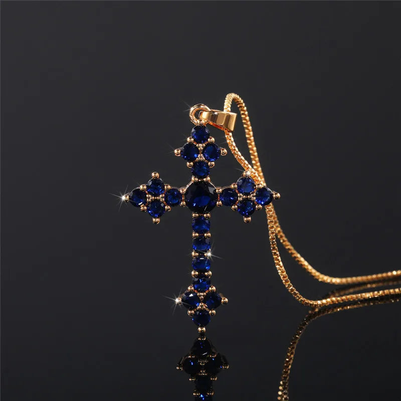 Huitan Cross Pendant Necklace – Cubic Zirconia Women's Jewelry