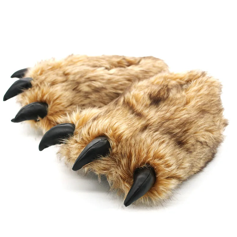 Lorilury Bear Paw Slippers – Fluffy Novelty Indoor Shoes Unisex