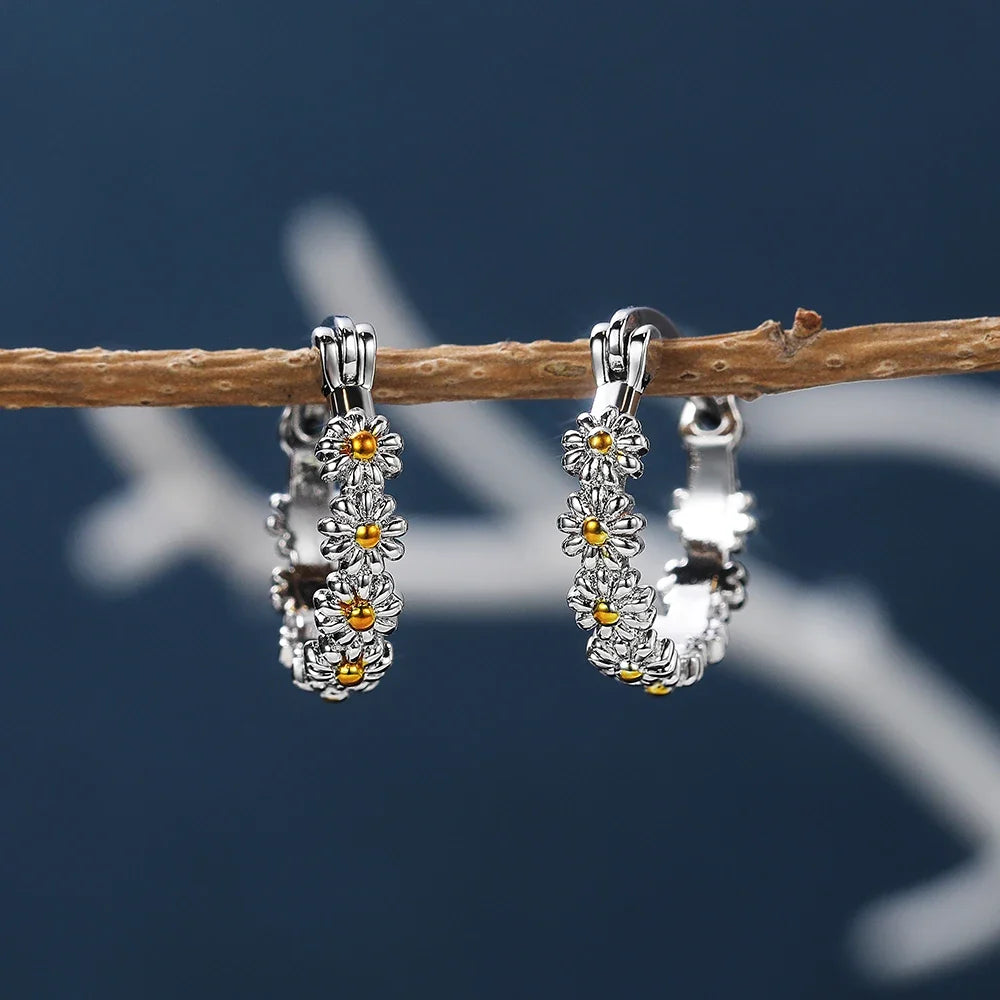 Huitan Daisy Hoop Earrings – Bridal & Everyday Jewelry