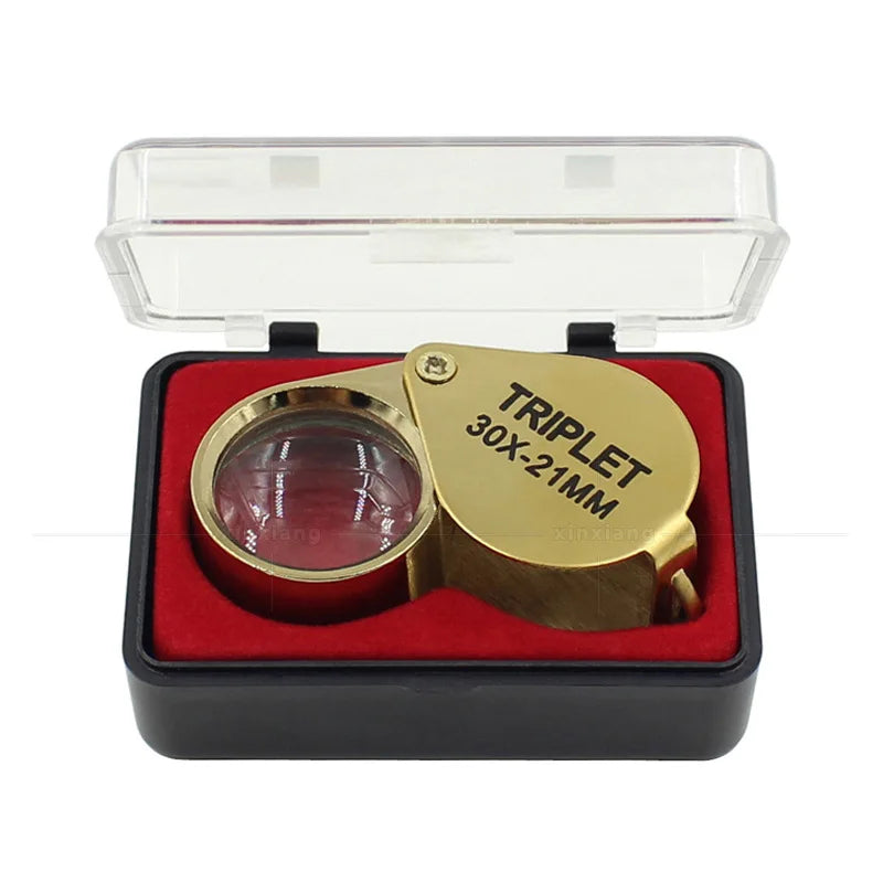 30X Folding Jeweler Loupe – Pocket Magnifying Glass Gold