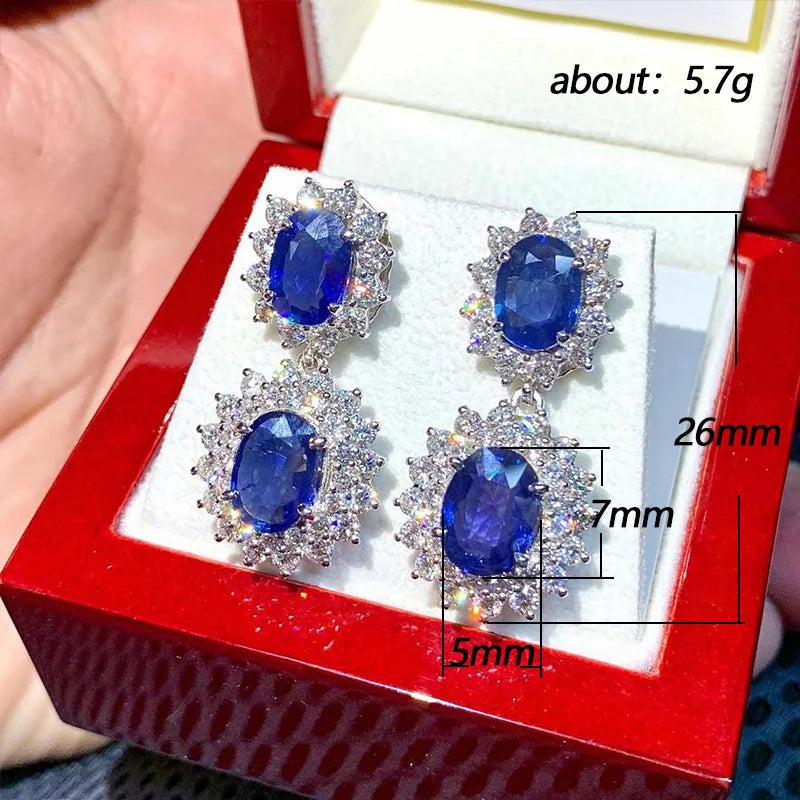 Huitan Blue CZ Dangle Earrings – Elegant Drop Earrings for Women