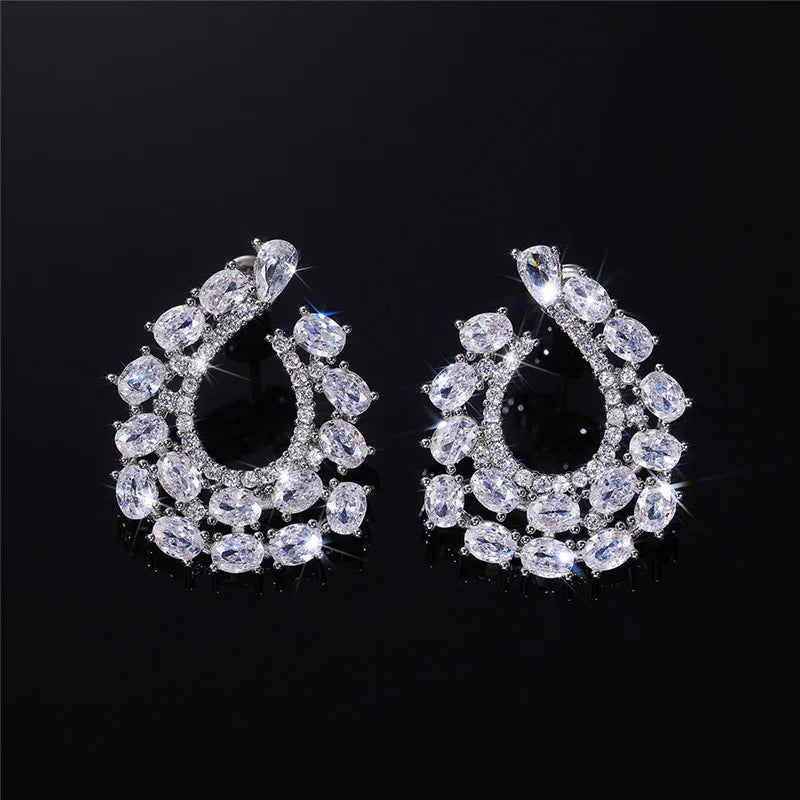 Huitan Cubic Zirconia Stud Earrings – Bridal & Daily Wear