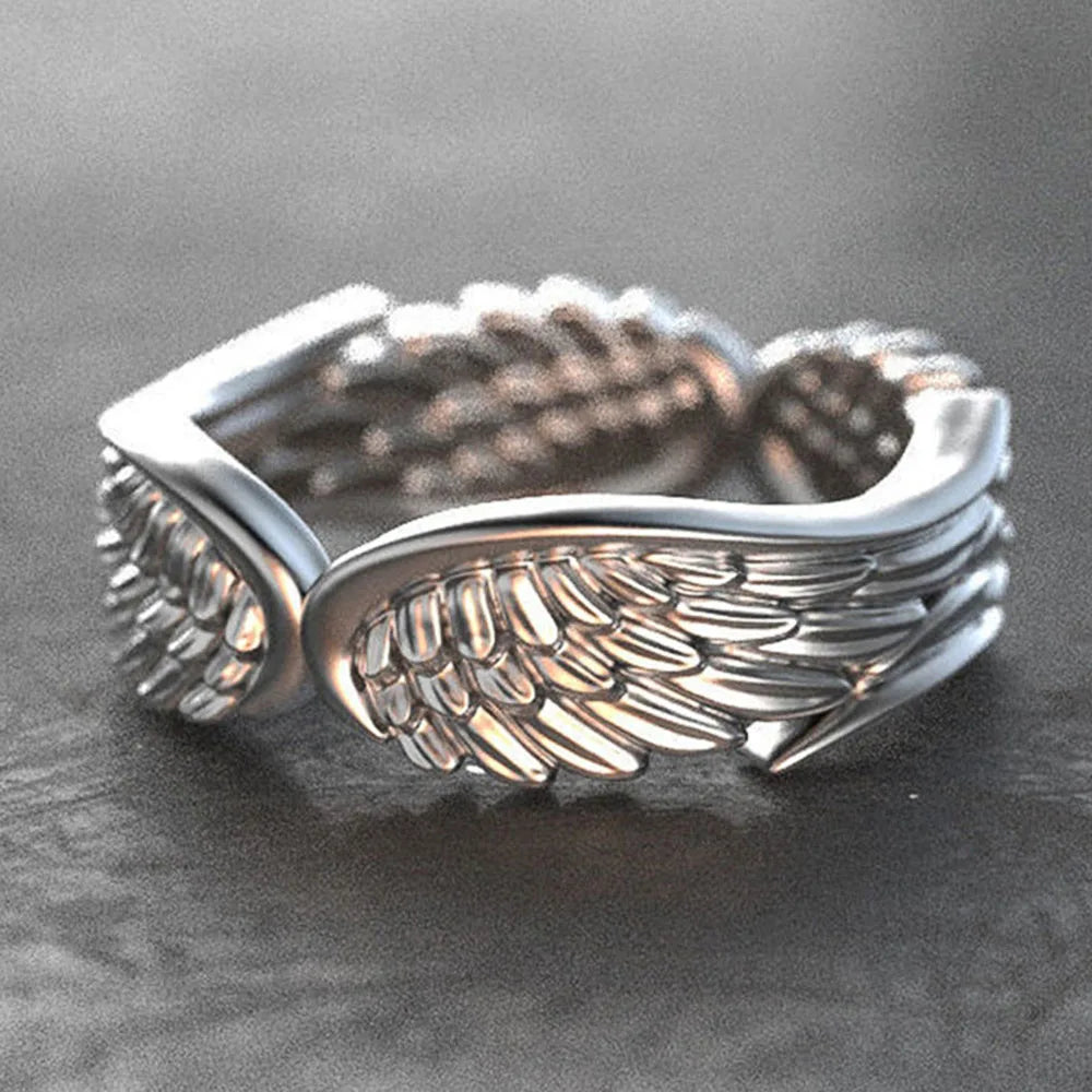 Huitan Silver Wings Ring for Women | Fashion Jewelry Gift