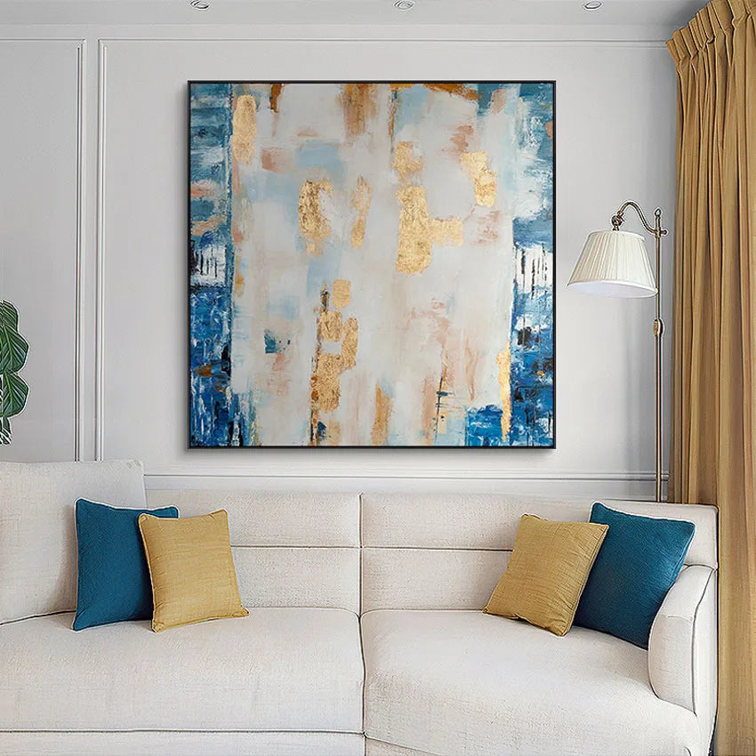 Abstract Gold Foil Hand-Painted Canvas Oil Painting | Wall Art