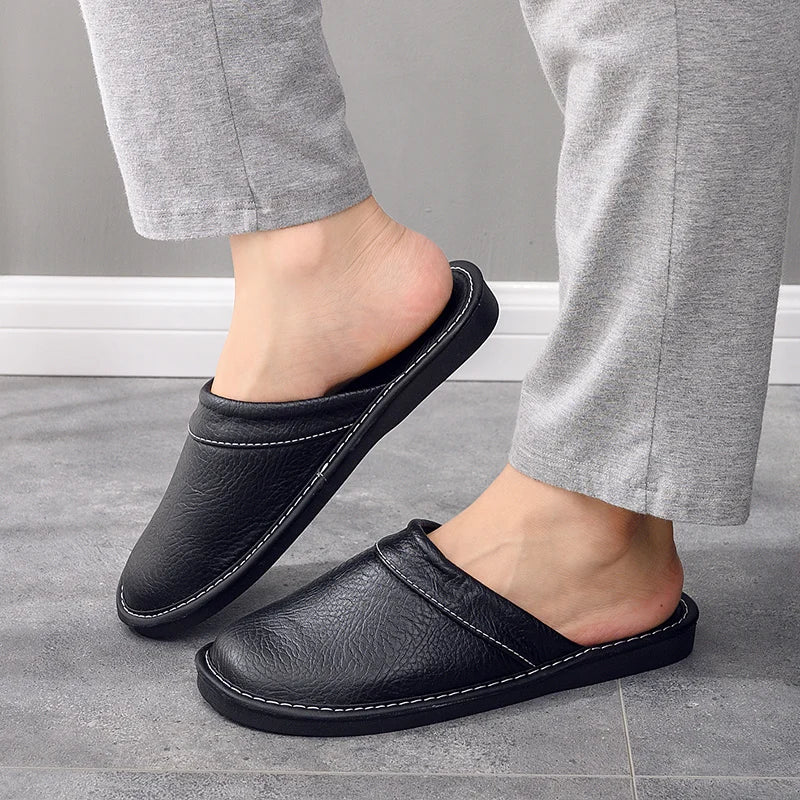 Lorilury Men's Indoor Leather Slippers | Non-Slip Unisex EU 35–48