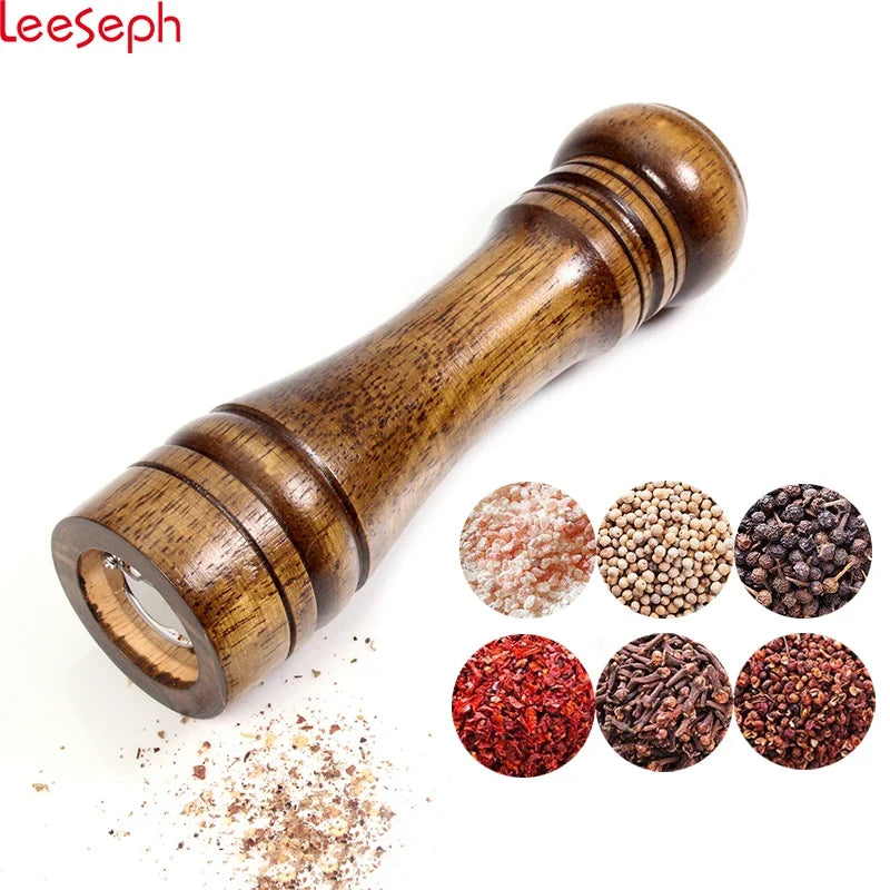Salt Pepper Mills Solid Wood Mill Strong Adjustable Ceramic Grinder 5