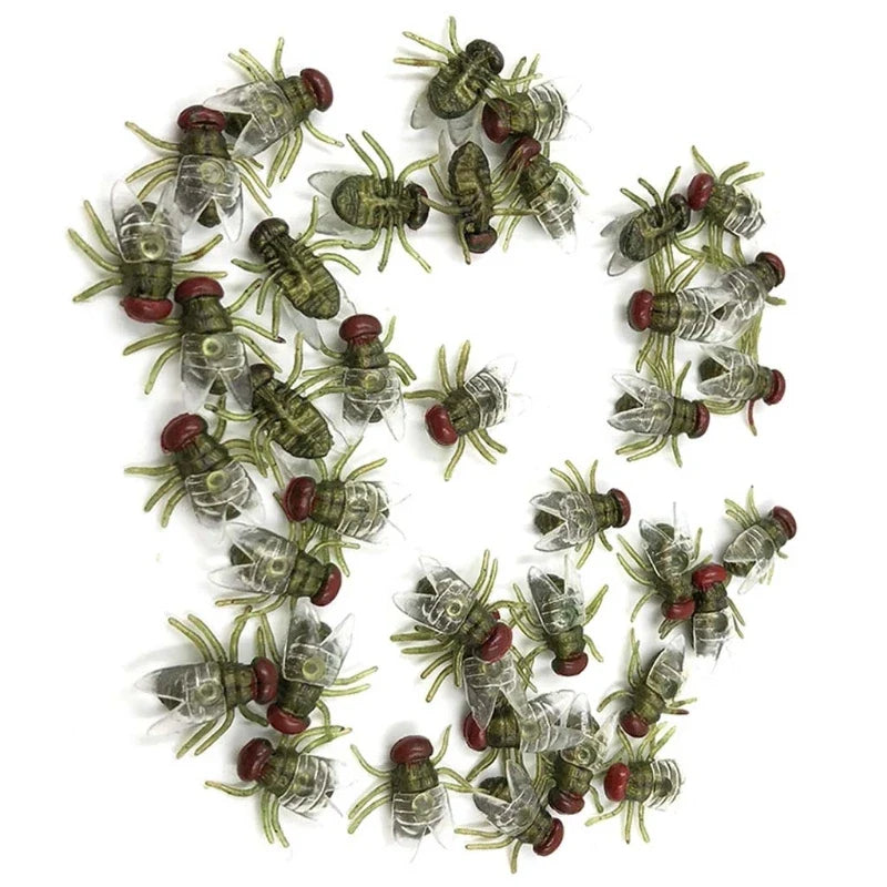 100 Pcs Fake Flies Plastic Bug Prank Toys | Halloween Party