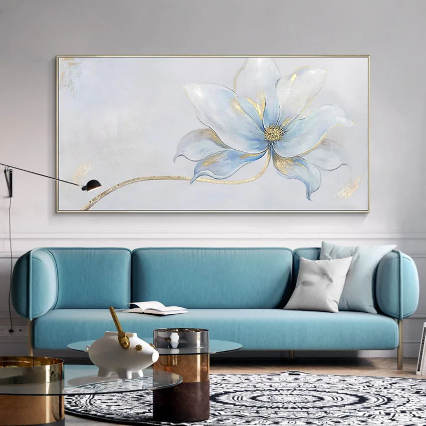 Handmade Floral Canvas Oil Painting – Abstract Wall Art Decor