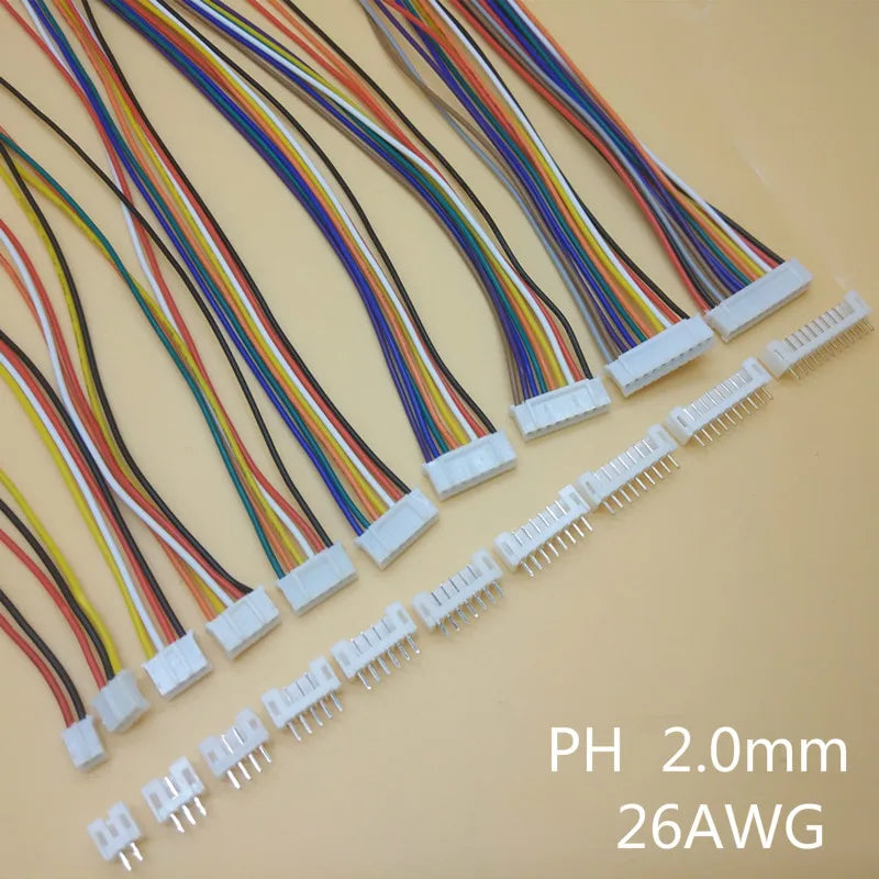20 Sets PH JST 2 3 4 5 6 7 8 9 10 12P Pin Female Wire Straight Plug L