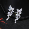 Huitan Marquise CZ Leaf Drop Earrings – Silver Fashion Jewelry