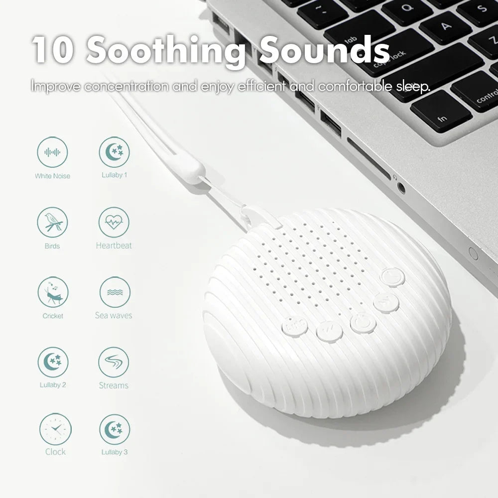 Portable Baby White Noise Machine | 10 Sounds, USB Rechargeable