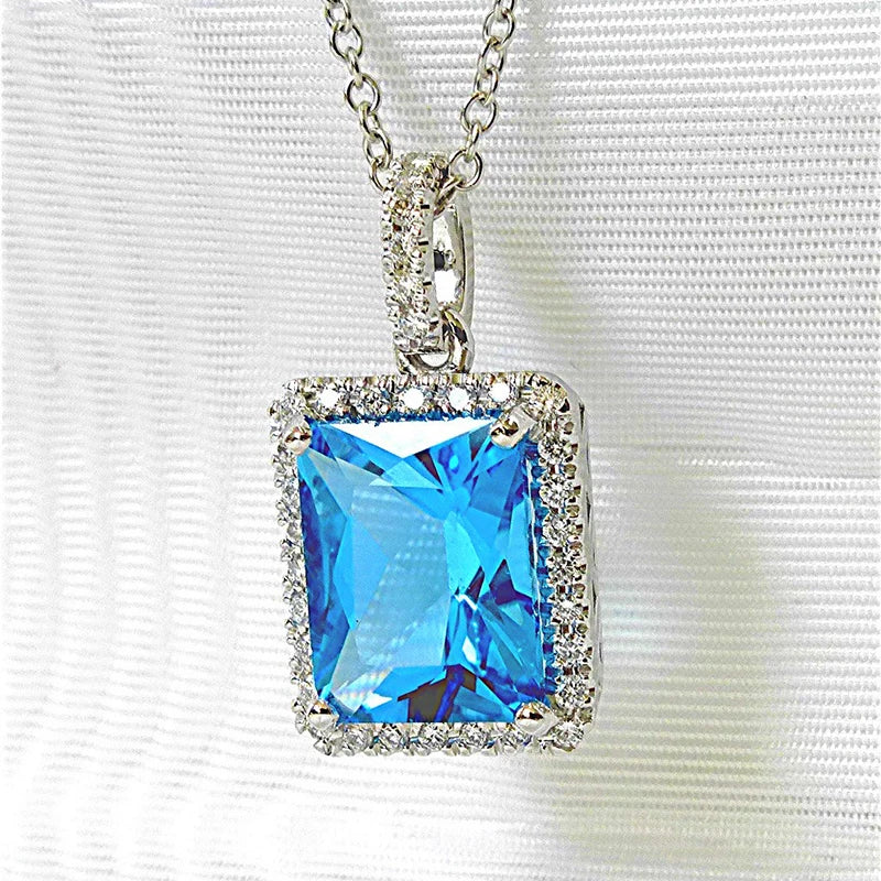 Huitan Sky Blue Cubic Zirconia O-Chain Pendant Necklace