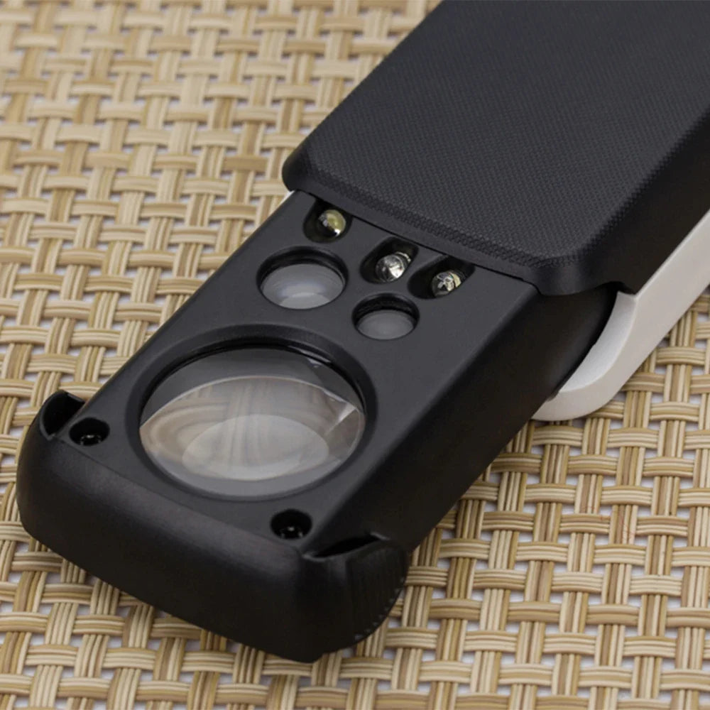 Pocket Jeweler Loupe 30/60/90x LED UV Magnifier Loupe