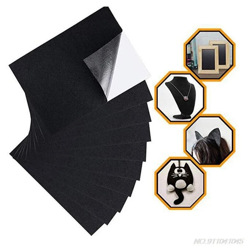 Black Felt Adhesive Sheets 10 Pack – Self-Stick Craft Fabric