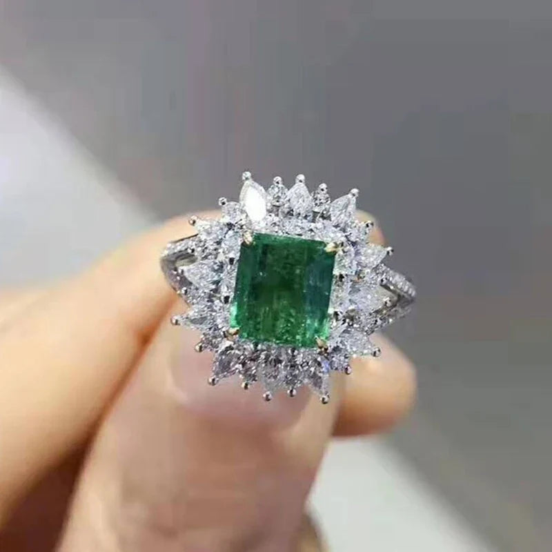 Huitan Green CZ Bridal Ring – Wedding Statement Jewelry