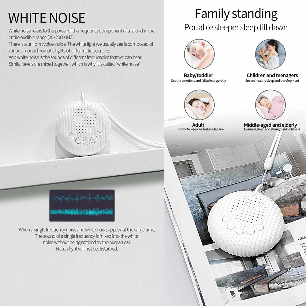 Portable Baby White Noise Machine | 10 Sounds, USB Rechargeable