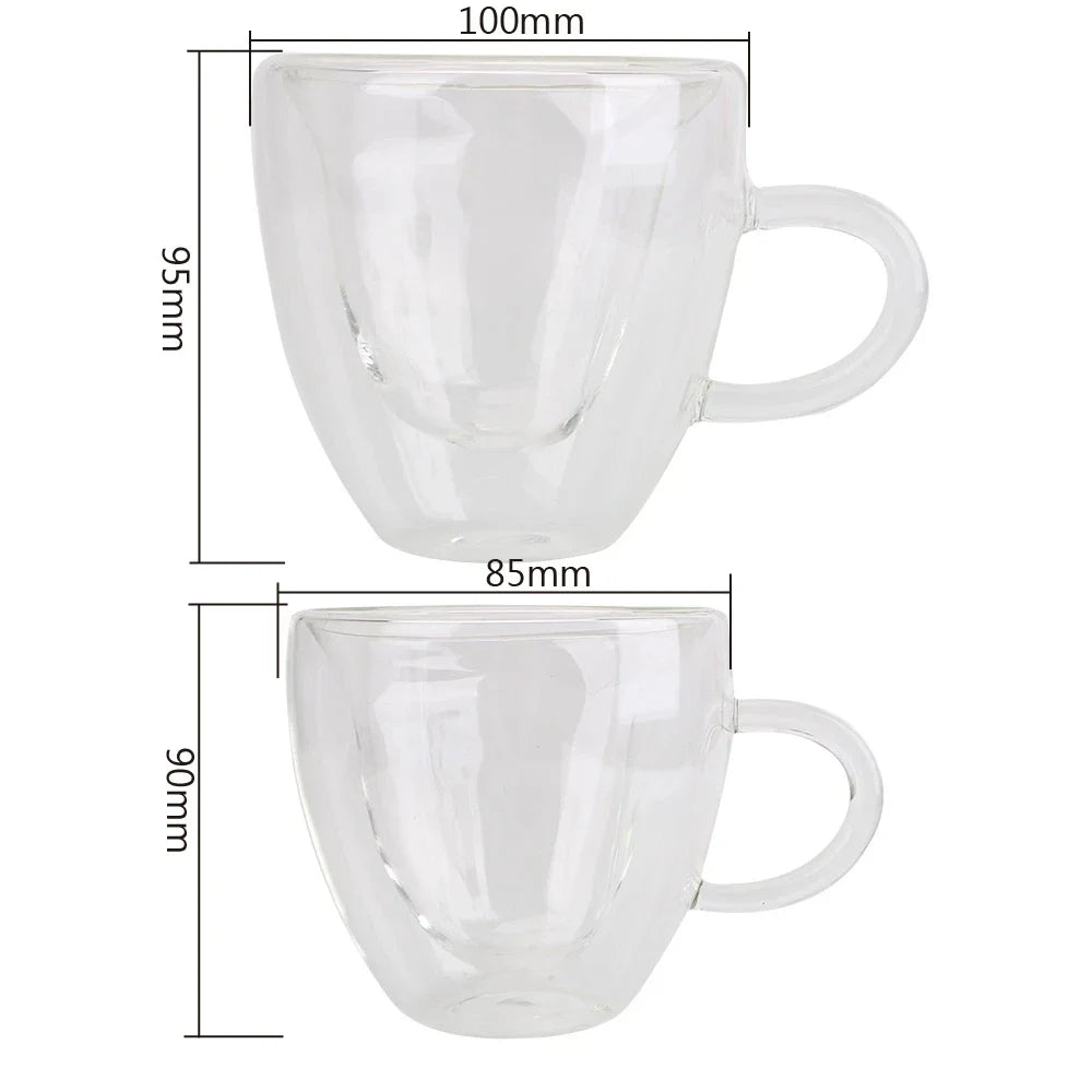 Heart-Shaped Double Glass Mug – Heat-Resistant Borosilicate Cup