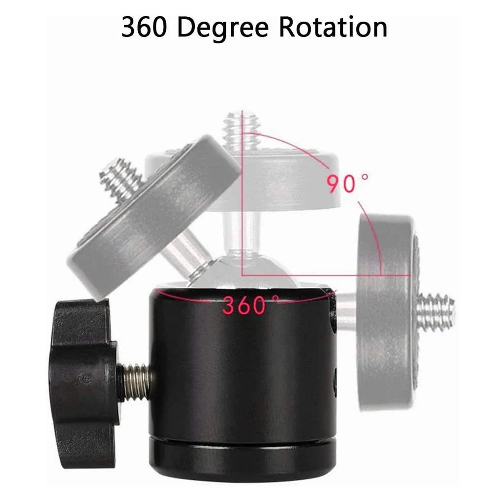 1/4" Hot Shoe Ball Head Mount Adapter for DSLR & Action Cameras