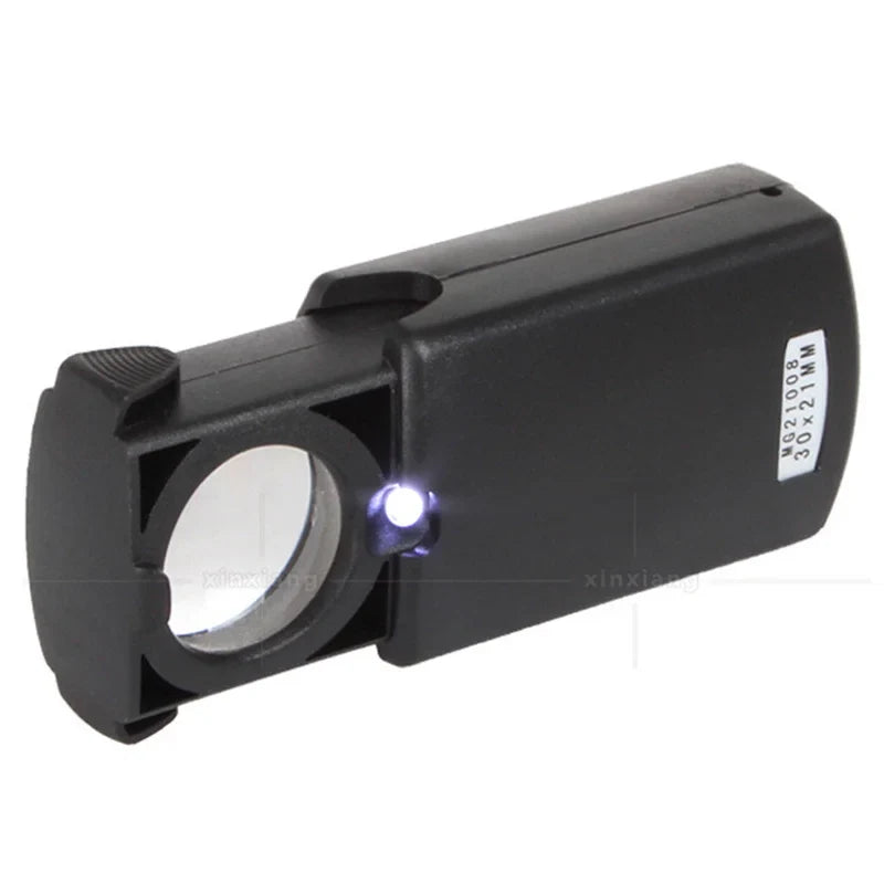 30X LED Pocket Magnifier – Drawer-Type Jewelry Loupe & Magnifying Glass