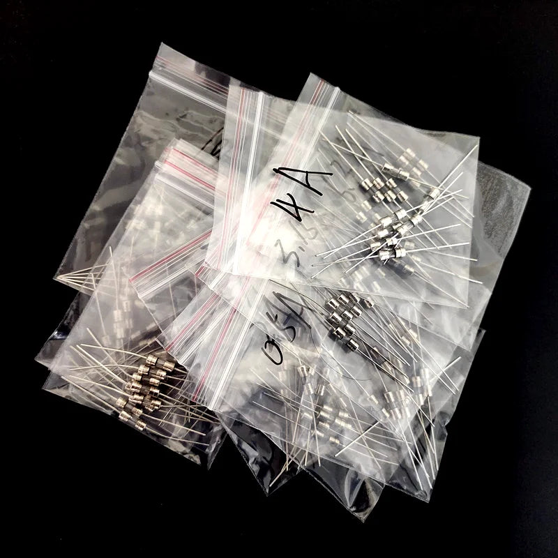 10Kind Lot 3 6 250V Double Pin Fast Blow Glass Fuse Fith Lead Wire