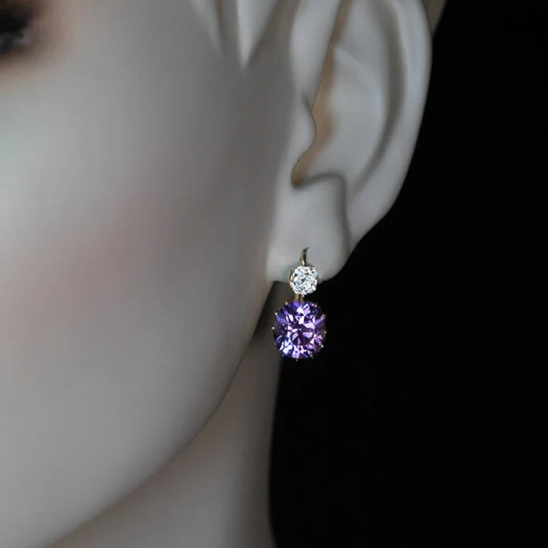 Huitan Purple Drop Earrings – Cubic Zirconia Women's Jewelry