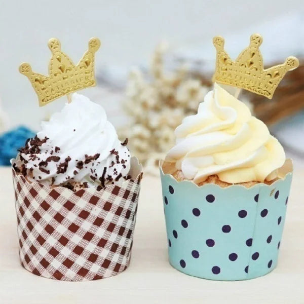 Lot Gold Princess Crown Cake Topper Favors Party Cupcake Picks