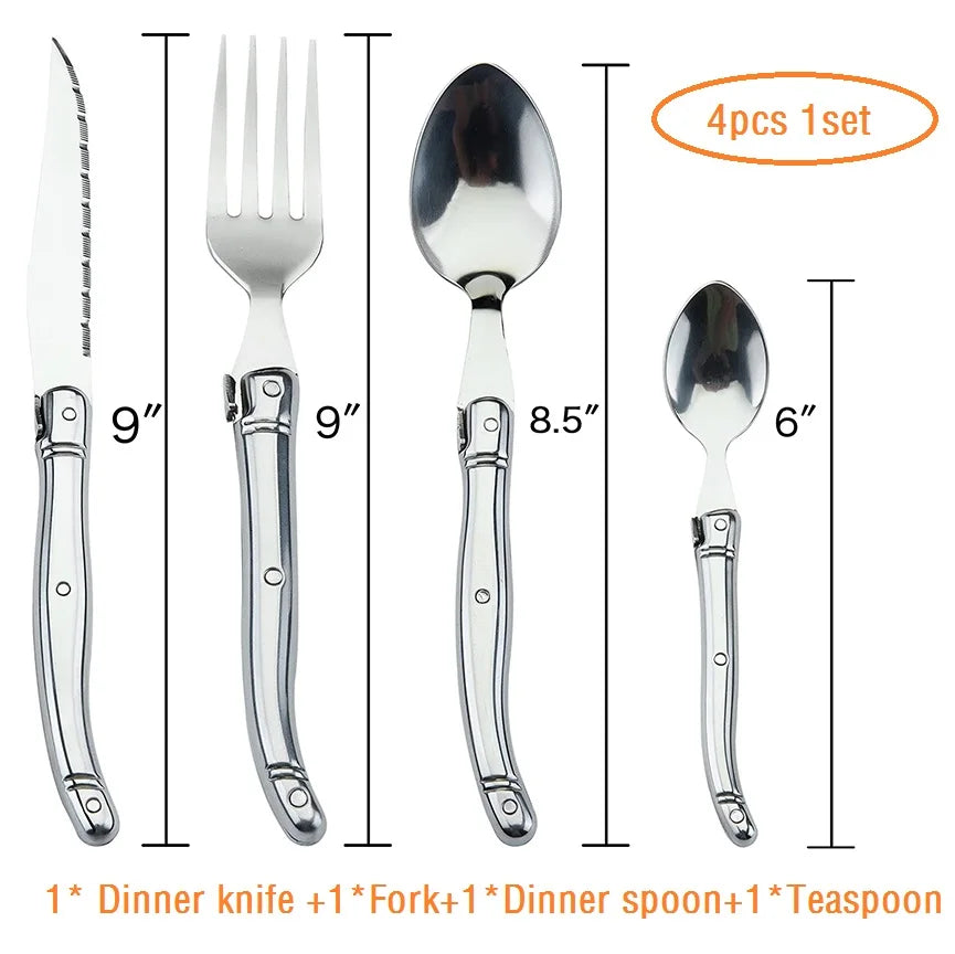 Laguiole Stainless Steel Cutlery Set – 4–24 Piece Silverware