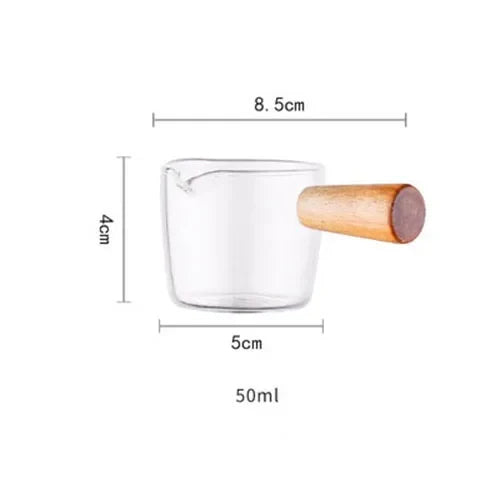 Japanese Glass Sauce Dish with Acacia Wood Handle | KEMORELA