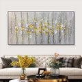Golden Flowers Hand-Painted Oil Painting on Canvas Wall Art