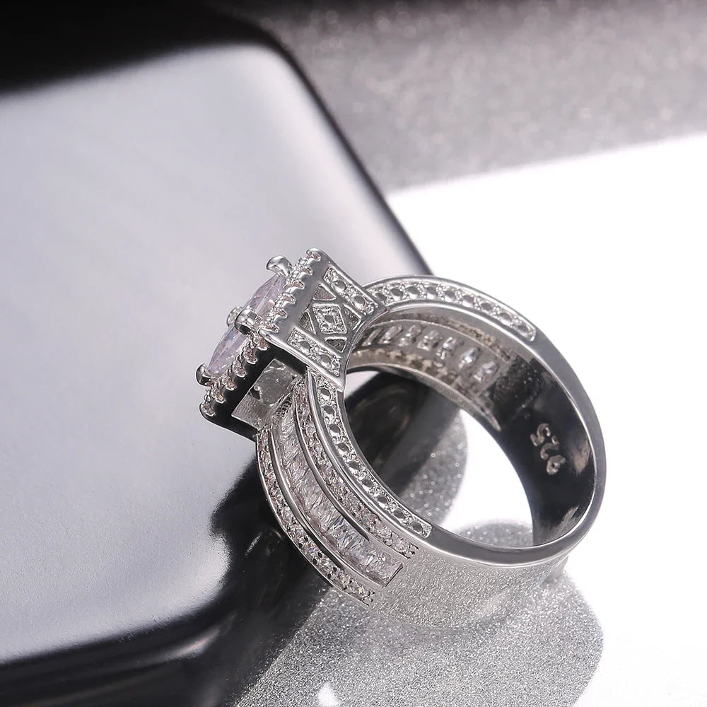 Huitan Princess Cut CZ Women's Ring | Square Zircon Band