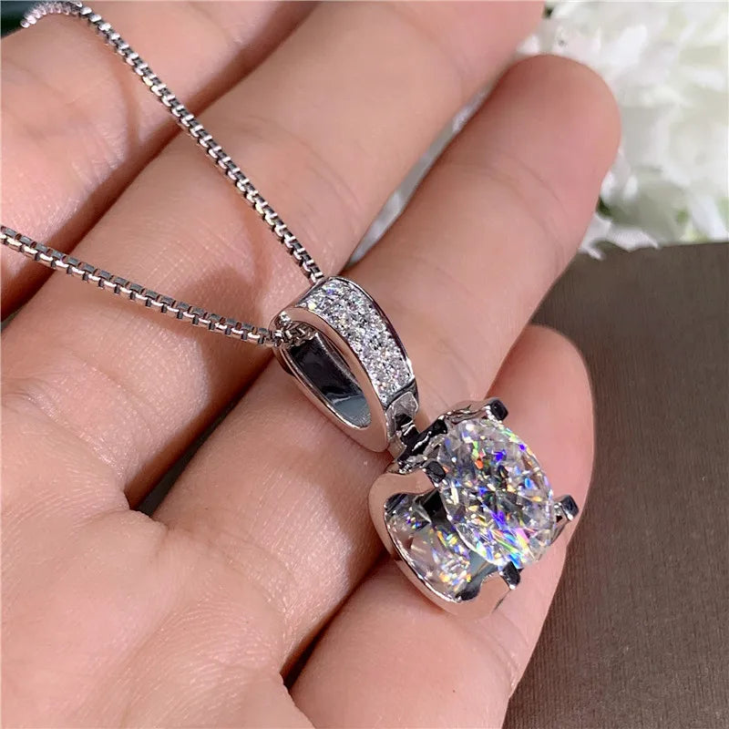 Huitan Round Cubic Zirconia Pendant Necklace – Women's Fashion
