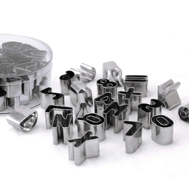 35-Pc Stainless Steel Alphabet & Number Cookie Cutter Set