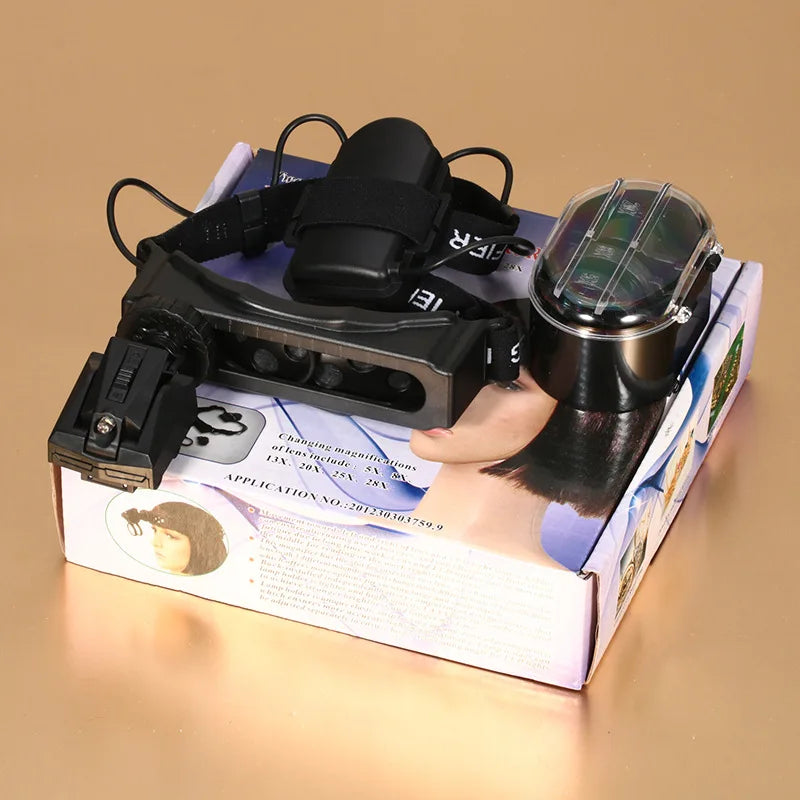 Optical Lamp Magnifying Lens Wearing Glass LED Clock Repair Medical