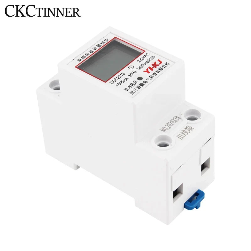 DIN Rail Single Phase LCD Energy Meter 220V 80A kWh Wattmeter