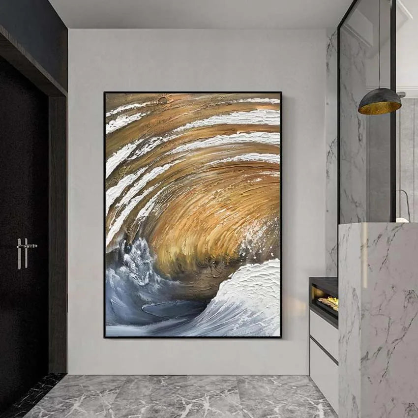 Sea Spin Abstract Hand-Painted Oil Painting | Canvas Wall Art