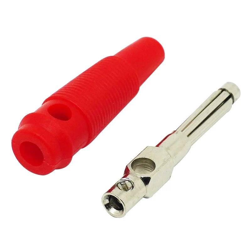 Red Black Solderless Side Stackable 32A Audio Banana Plug Leads