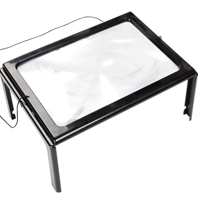 Square Fresnel Lens Desktop Magnifier with LED Light